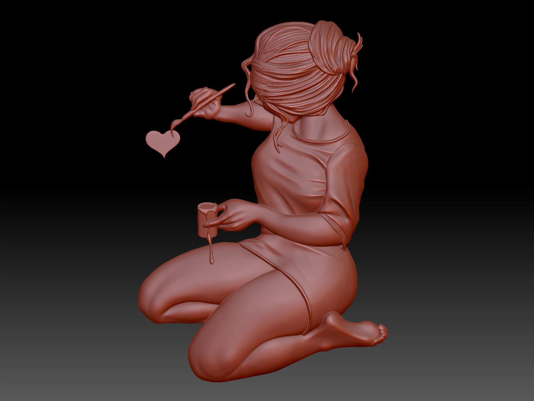 Girl and Heart 3D Model .c4d .max .obj .3ds .fbx .stl .blend