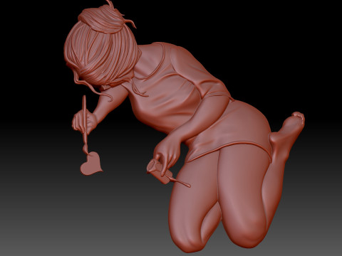 Girl and Heart Modèle 3D