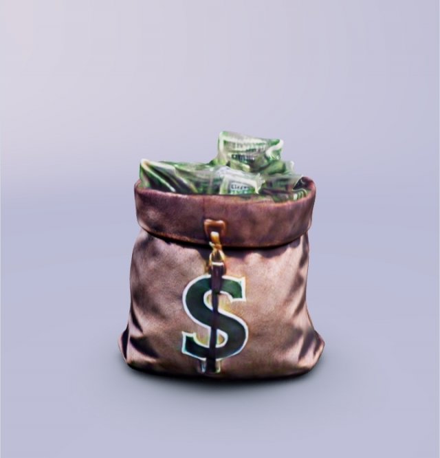 3D Bag Money 3Dモデル .c4d .max .obj .3ds .fbx .stl .blend 