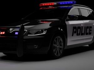Police Skoda Octavia rig animations Model 3D