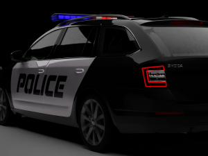 Police Skoda Octavia rig animations Model 3D