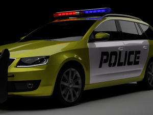 Police Skoda Octavia rig animations Model 3D