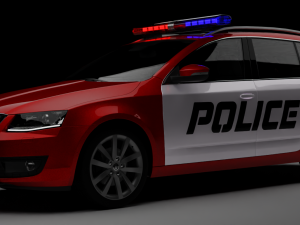 Police Skoda Octavia rig animations Model 3D
