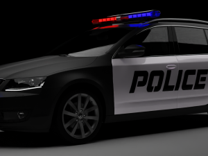 Police Skoda Octavia rig animations Model 3D