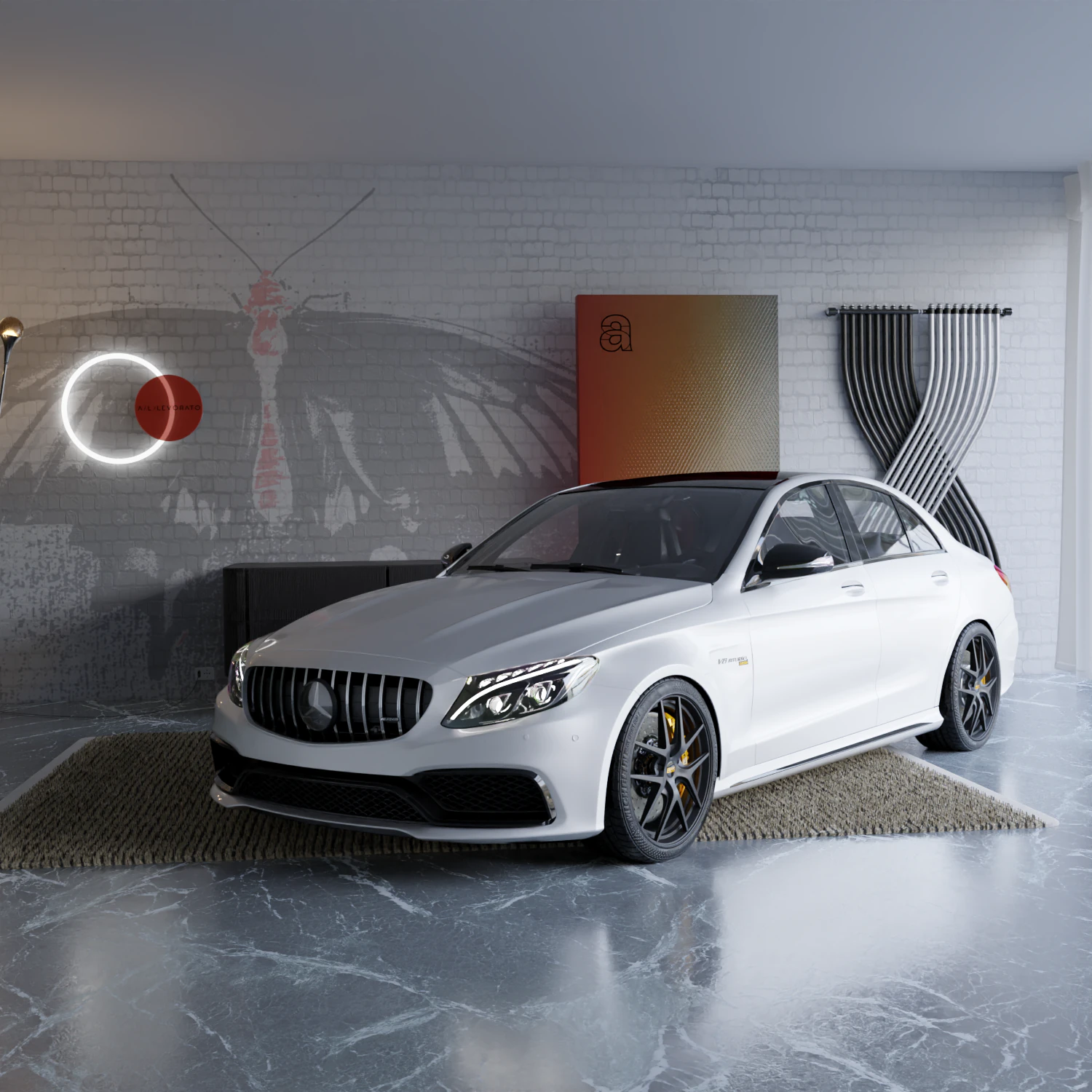 Mercedes c63 AMG CG Textures .c4d .max .obj .3ds .fbx .stl .blend