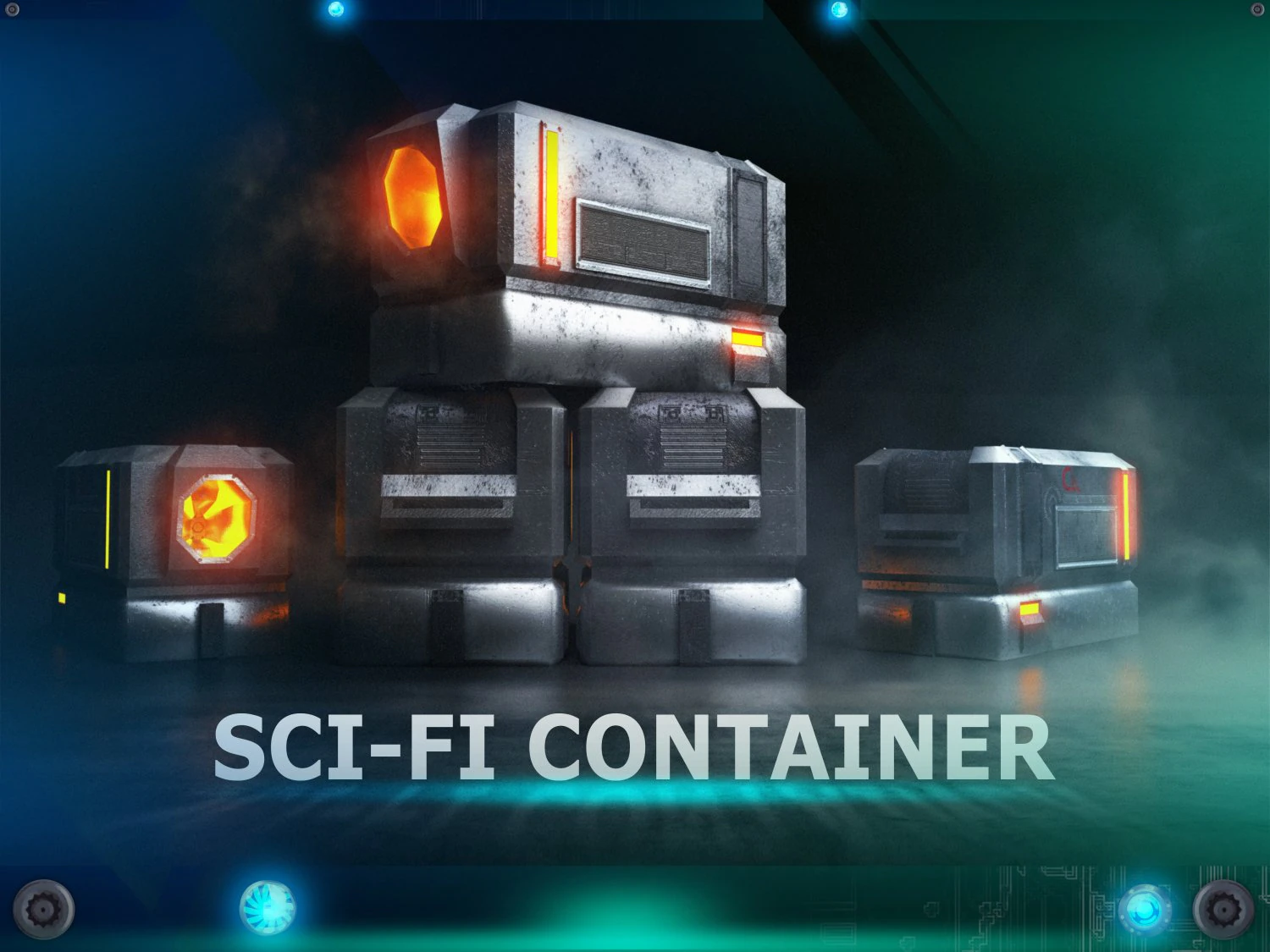 Sci-Fi Container 3D Model .c4d .max .obj .3ds .fbx .stl .blend 