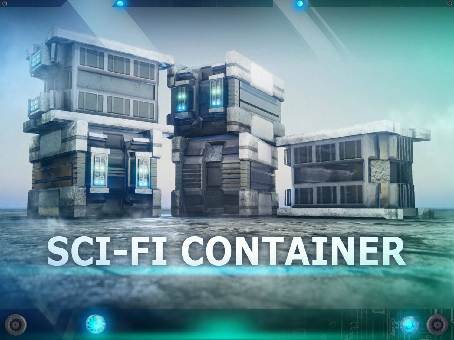 Sci-Fi Container 3D Model .c4d .max .obj .3ds .fbx .stl .blend 