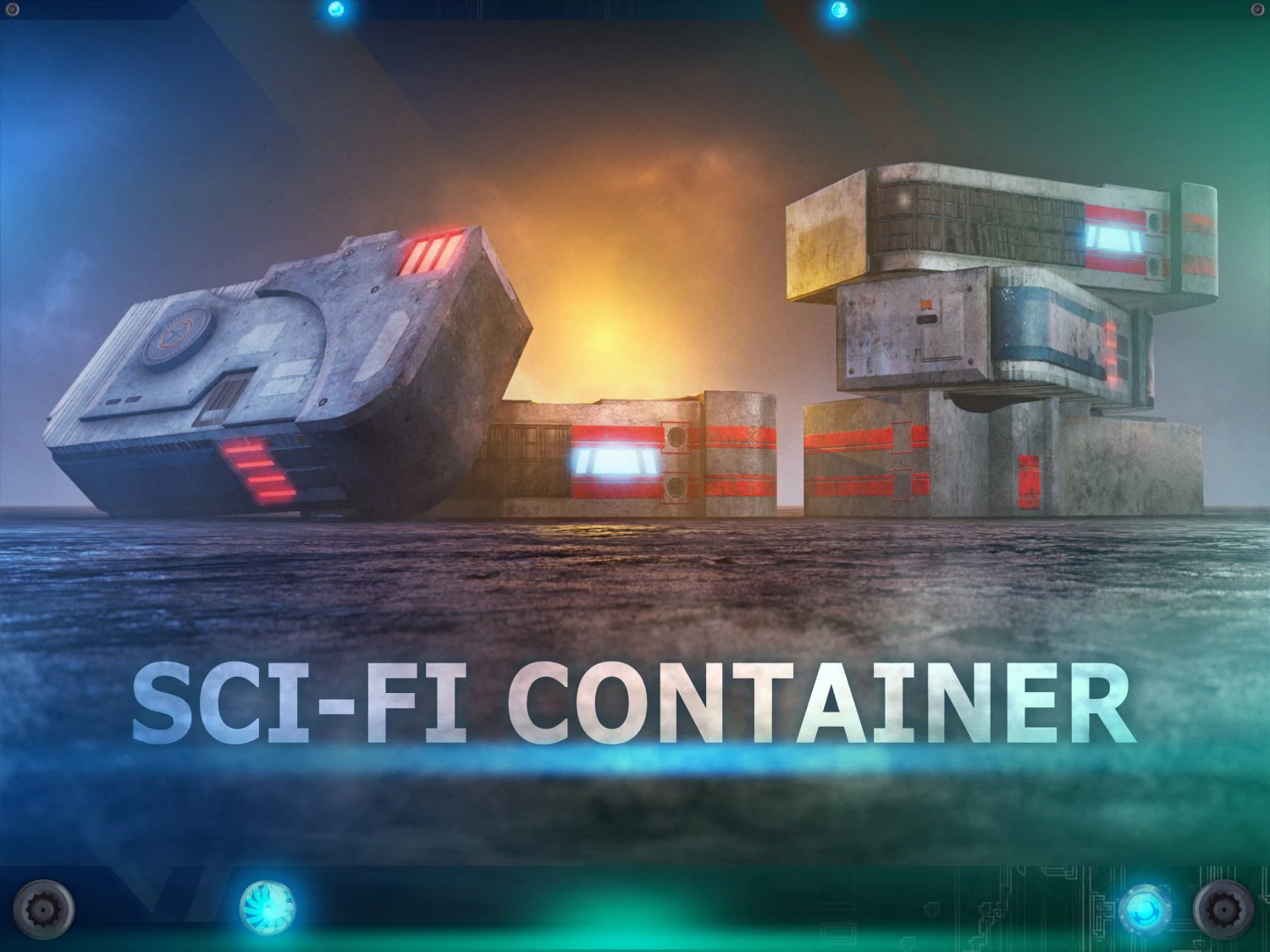Sci-Fi Container 3D Model .c4d .max .obj .3ds .fbx .stl .blend 