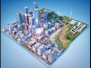 City Downtown - 70 Models Pack 3D Model