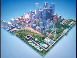 City Downtown - 70 Models Pack 3D Model