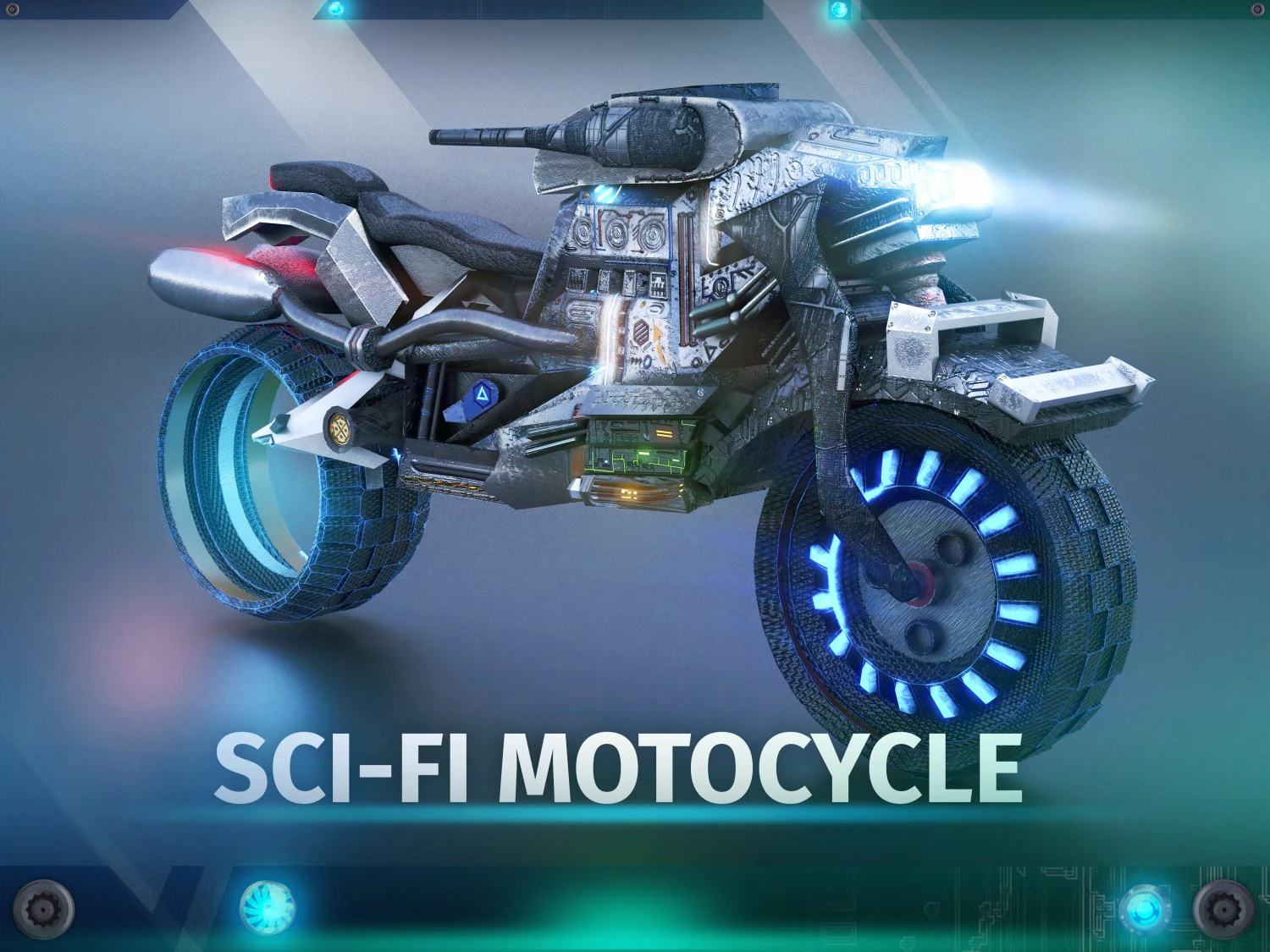 Sci-Fi Motorcycle 3D Model .c4d .max .obj .3ds .fbx .stl .blend