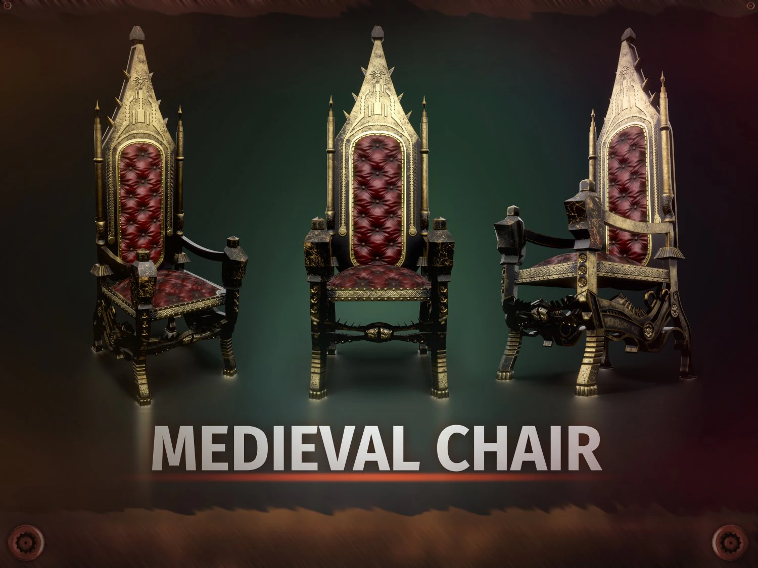 Silla Medieval Modelo 3D .c4d .max .obj .3ds .fbx .stl .blend 
