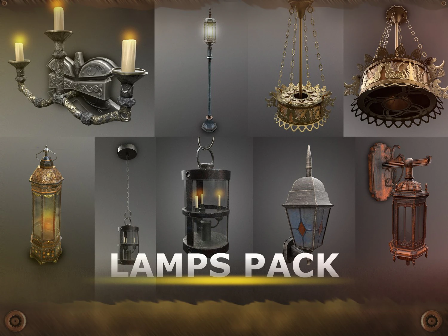 Lamps Pack 3D Model .c4d .max .obj .3ds .fbx .stl .blend