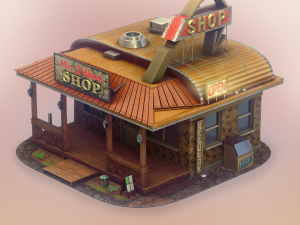 Roadside Store USA game-ready Modello 3D