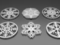 Snow Flake Coaster Set 6 Pieces 3D Print Models
