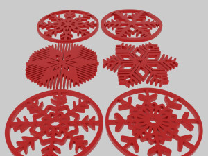 Snow Flake Coaster Set 6 Pieces 3D Baskı Modeli