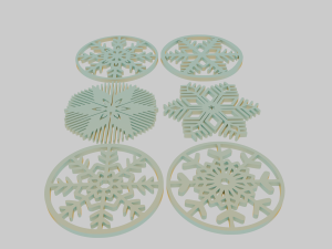Snow Flake Coaster Set 6 Pieces 3D Baskı Modeli