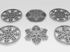 Snow Flake Coaster Set 6 Pieces 3D Baskı Modeli