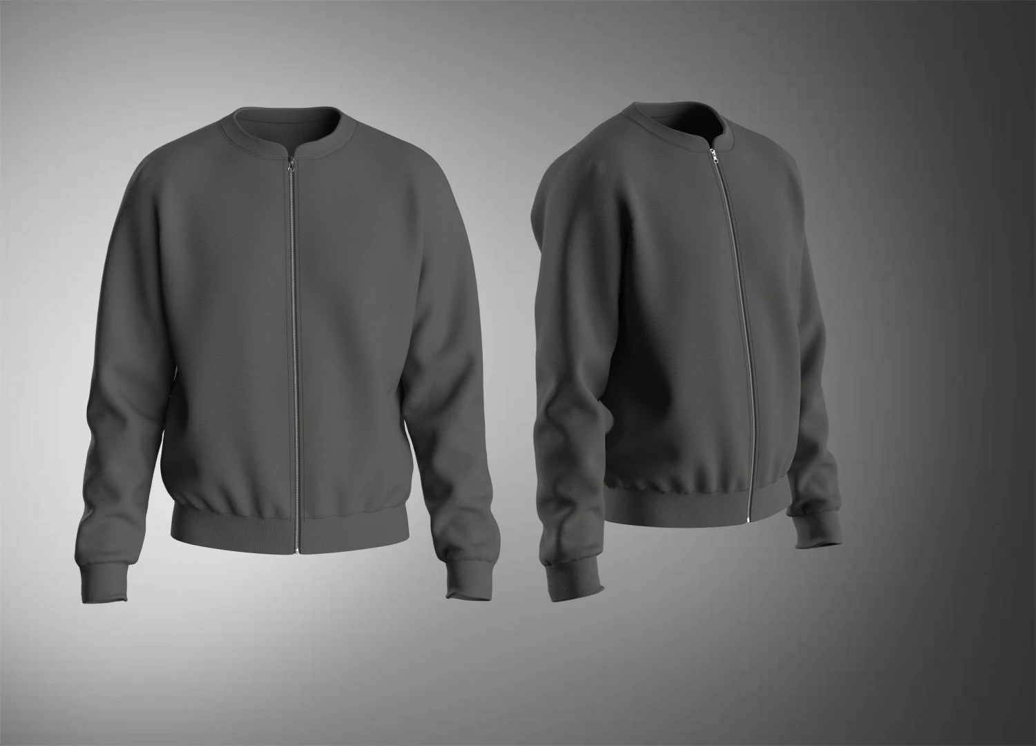 Crewneck Zip Sweat 3D Model .c4d .max .obj .3ds .fbx .stl .blend