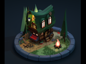 Old house on wheels 3D Model
