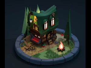 Old house on wheels 3D Model