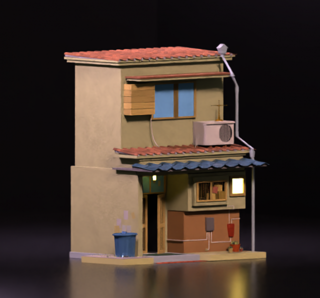Japanese suburban townhouse Modelo 3D .c4d .max .obj .3ds .fbx .stl .blend 
