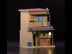Japanese suburban townhouse 3D Model