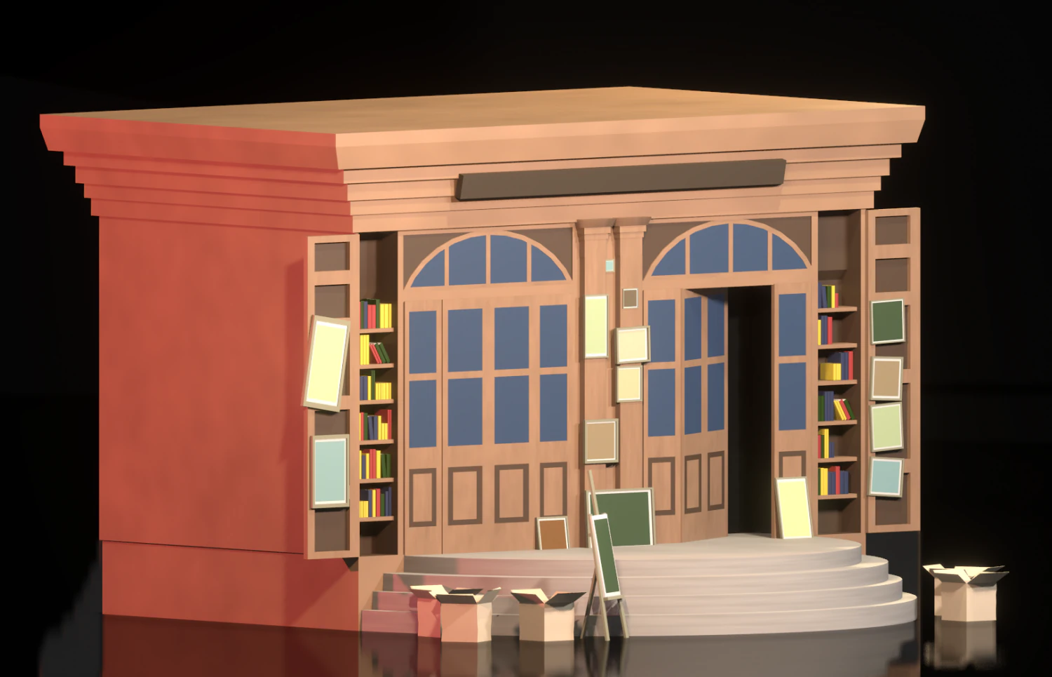 Ernesto Street Antique Library 3D Model .c4d .max .obj .3ds .fbx .stl .blend 