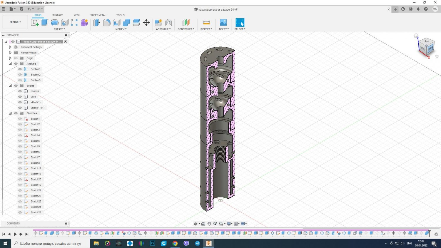 SILENCER SOUND MODERATOR UNEF 1-2X28 22LR 3D Принт Модель In.