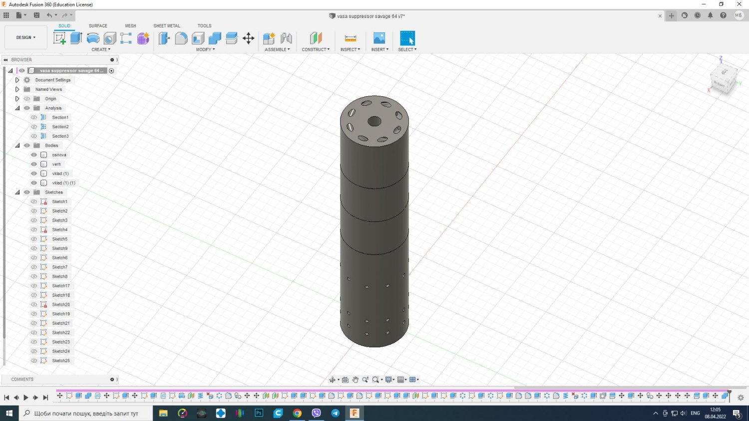 SILENCER SOUND MODERATOR UNEF 1-2X28 22LR 3D Принт Модель In.
