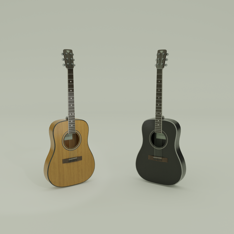 Guitar Acoustic 3D Model .c4d .max .obj .3ds .fbx .stl .blend 