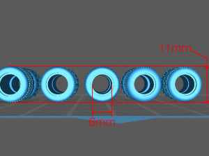 Hotwheels custom wheels tires set OD11mm ID6mm 3Dプリントモデル