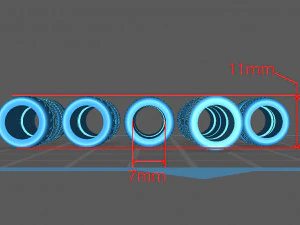 Hotwheels custom wheels tires set OD 11mm ID 7mm 3D Print Model