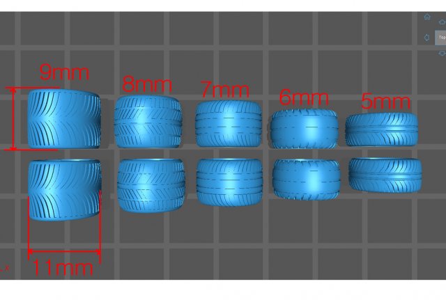 Hotwheels custom wheels tires set OD 11mm ID 8mm 3D Print Model .c4d .max .obj .3ds .fbx .stl .blend