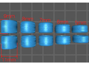 Hotwheels custom wheels tires set OD 11mm ID 8mm 3D Print Model