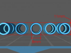 Hotwheels custom wheels tires set OD 11mm ID 8mm 3D Print Model