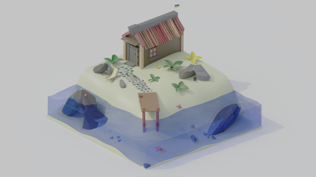 Quiet beach diorama Coast landscape All money will be transferred to come back alive Model 3D .c4d .max .obj .3ds .fbx .stl .blend