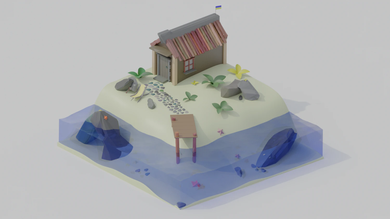 Quiet beach diorama Coast landscape All money will be transferred to come back alive 3D Model .c4d .max .obj .3ds .fbx .stl .blend 