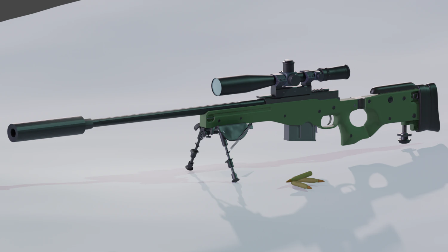 The sniper rifle L115A3 hAVE THE SCOPE AND BIPOD --- 3D Model .c4d .max .obj .3ds .fbx .stl .blend 