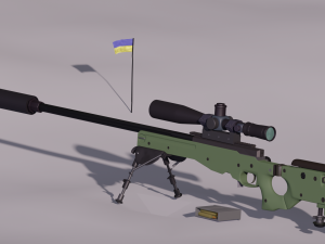The sniper rifle L115A3 hAVE THE SCOPE AND BIPOD --- 3D Модель