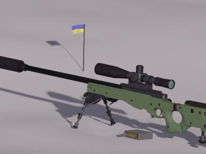 The sniper rifle L115A3 hAVE THE SCOPE AND BIPOD --- 3D Model