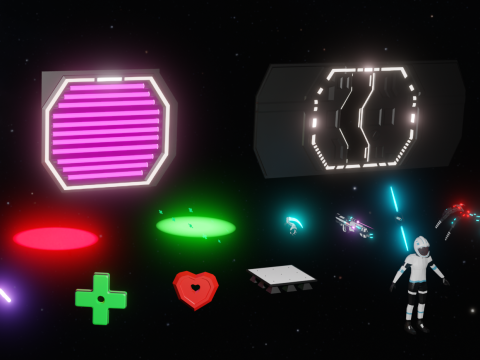 Pack of Models in Space Style 3D Model