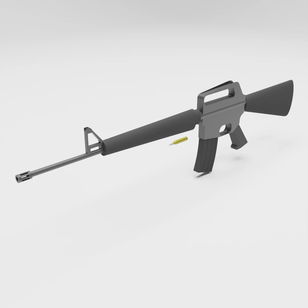 Low poly M16 3D Model .c4d .max .obj .3ds .fbx .stl .blend 