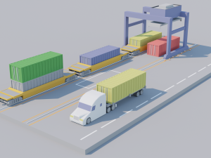 Low poly container terminal 3D 模型