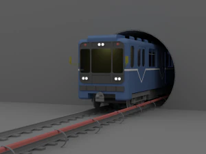 Metro station and train 3D Model