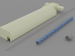 Metro station and train 3D Model