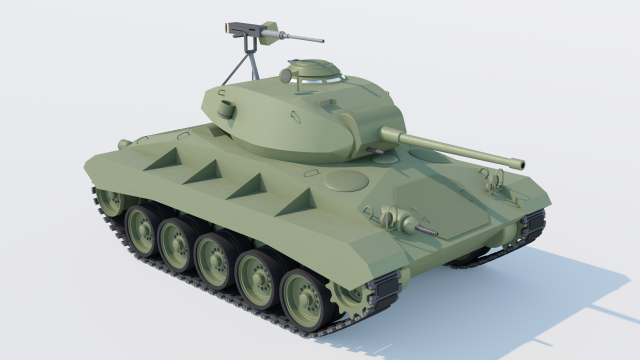 M24 Chaffee light tank 3D Model .c4d .max .obj .3ds .fbx .stl .blend 