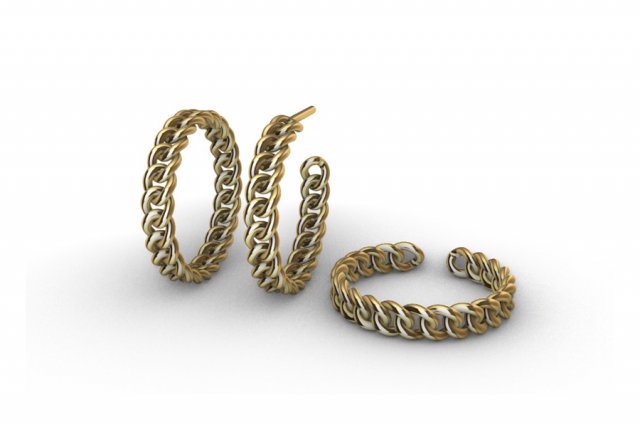 Cuban Link Rings 4mm wide 10 ring sizes Modello di stampa 3D .c4d .max .obj .3ds .fbx .stl .blend 