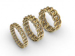 Cuban Link Rings 3 variable width 30 ring sizes Modèles 3D en vedette
