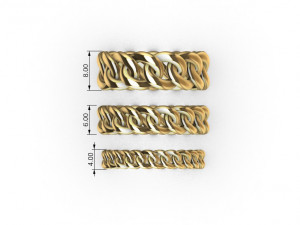 Cuban Link Rings 3 variable width 30 ring sizes Model Cetak 3D